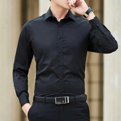 Herrskjorta - Långärmad - Slim Fit - Klassisk Krage - Formell & Elegant