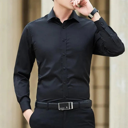 Herrskjorta - Långärmad - Slim Fit - Klassisk Krage - Formell & Elegant