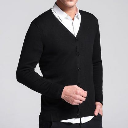 Herr Cardigan – V-hals – Slim Fit – Knäppning – Mjuk och Bekväm