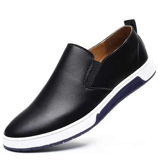 Herresko - Slip-on i Skinn - Komfortabel Gummisåle - Casual og Stilren