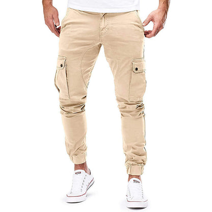 Herrebukse cargo – Smal passform – Elastisk midje – Ribbestrikkede ankler – Flerlommet design