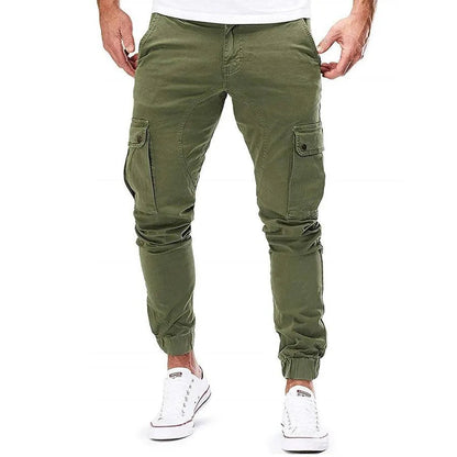 Herr Cargo Joggingbyxor - Bomull - Elastisk Midja med Dragsko - Avsmalnande Passform - Flerfickad