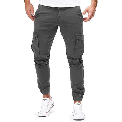 Herr Cargo Joggingbyxor - Bomull - Elastisk Midja med Dragsko - Avsmalnande Passform - Flerfickad