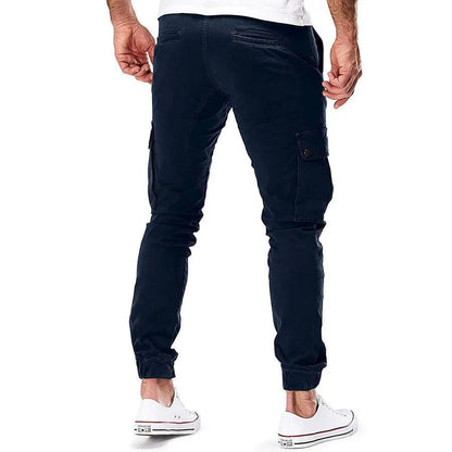 Herr Cargo Joggingbyxor - Bomull - Elastisk Midja med Dragsko - Avsmalnande Passform - Flerfickad