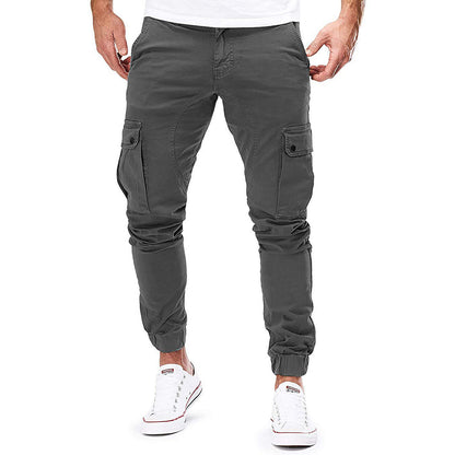 Herrebukse cargo – Smal passform – Elastisk midje – Ribbestrikkede ankler – Flerlommet design