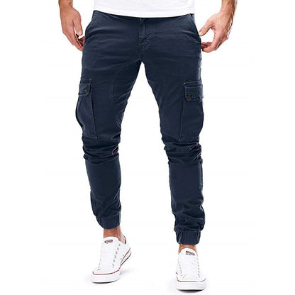 Herrebukse cargo – Smal passform – Elastisk midje – Ribbestrikkede ankler – Flerlommet design
