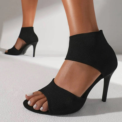 Dam Höga Klackar - Stilettklack - Öppen Tå - Elegant och Bekväm Sandal