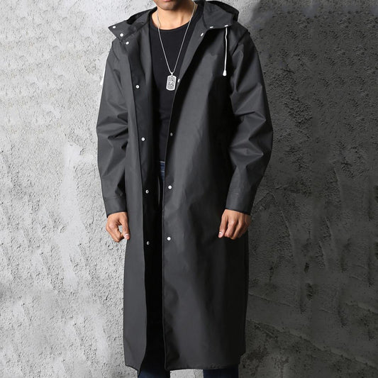 Herr Regnjacka – Vattentät Oversized Passform – Huva – Full Längd – Knäppning