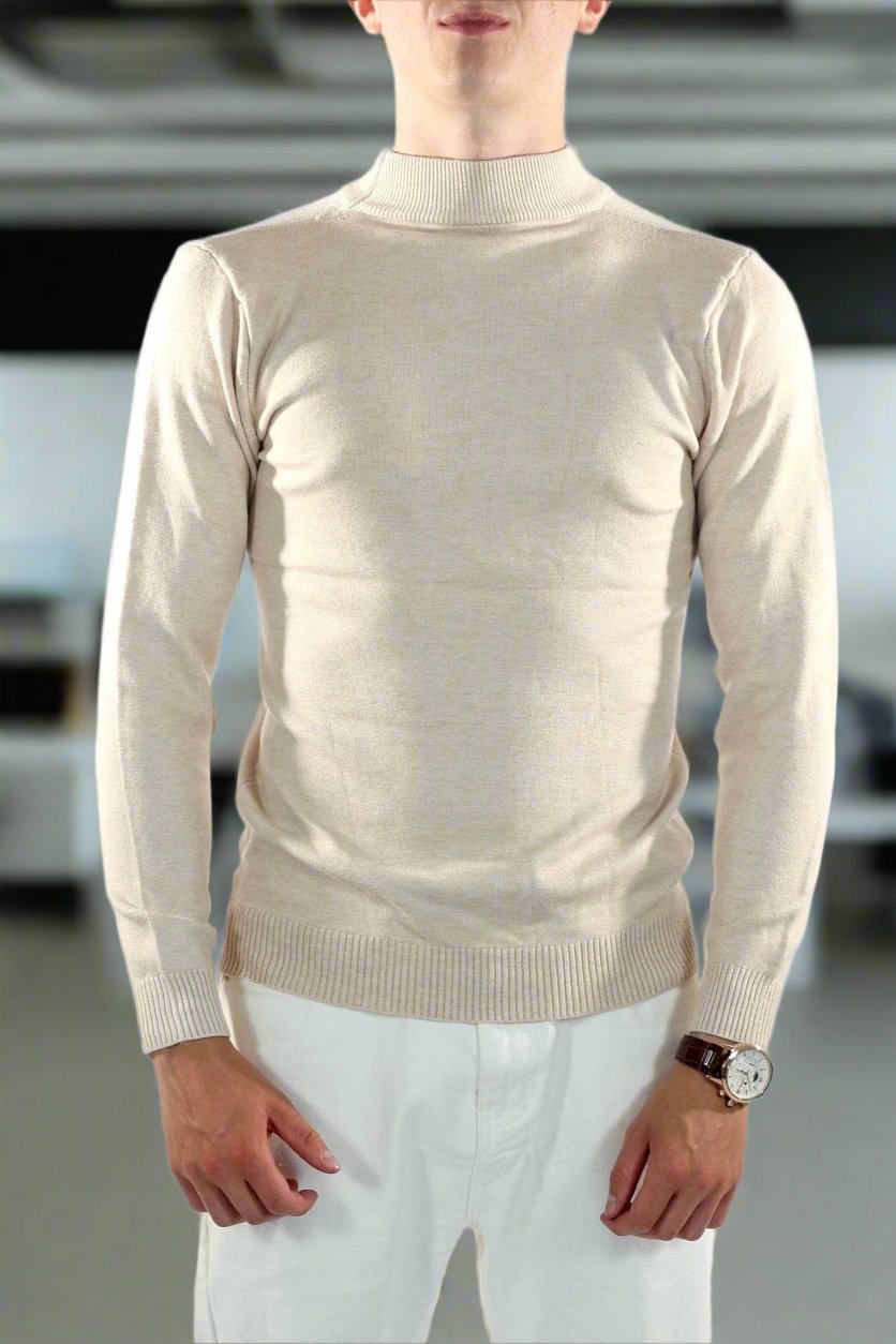 Allsidig Kremfarget Turtleneck Genser for Den Moderne Mann for Menn