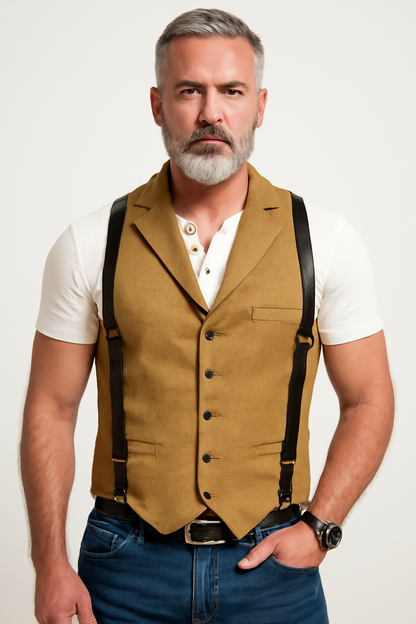 Herrevest – Ullblanding – Smal Passform – Notch Slag – Knappefront – Business Casual