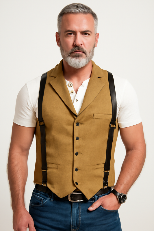 Herrevest – Ullblanding – Smal Passform – Notch Slag – Knappefront – Business Casual