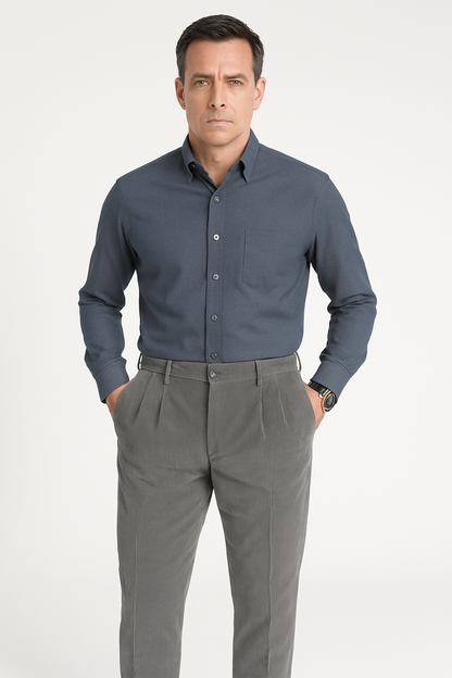 Herrebukse – Smal Passform – Cordfløyel – Pressfold – Full Lengde – Smart Casual