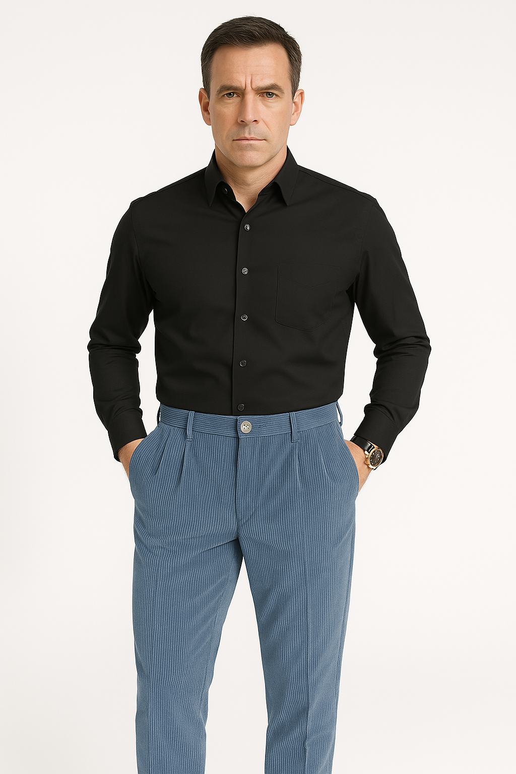 Herrebukse – Smal Passform – Cordfløyel – Pressfold – Full Lengde – Smart Casual