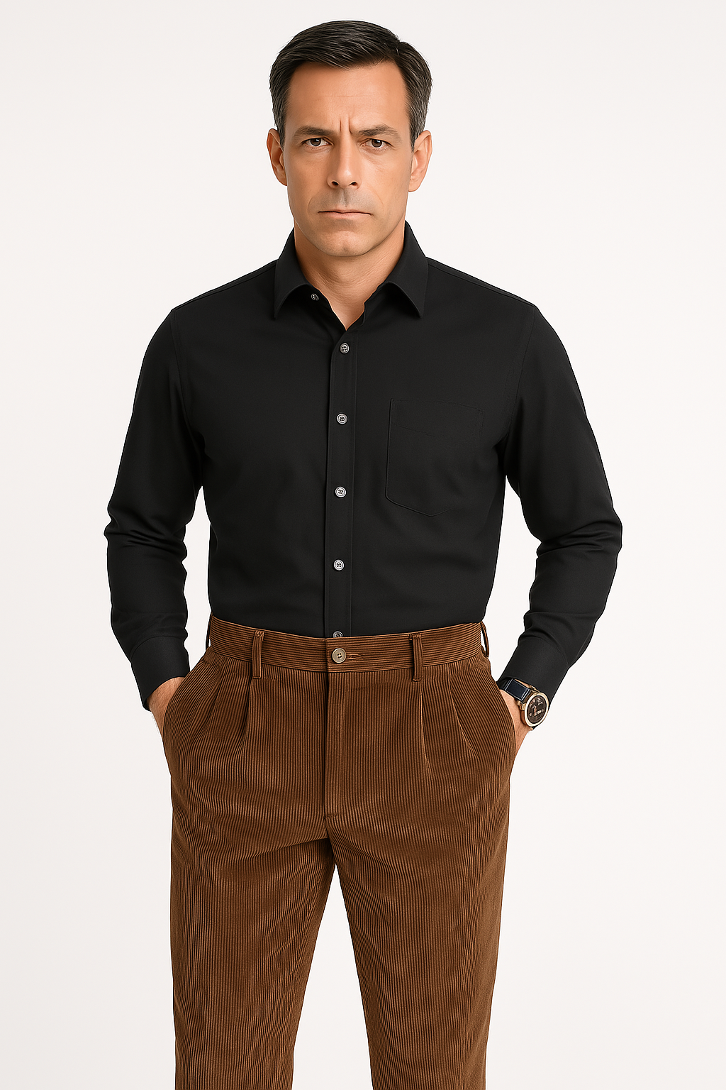 Herrebukse – Smal Passform – Cordfløyel – Pressfold – Full Lengde – Smart Casual