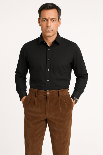 Herrebukse – Smal Passform – Cordfløyel – Pressfold – Full Lengde – Smart Casual