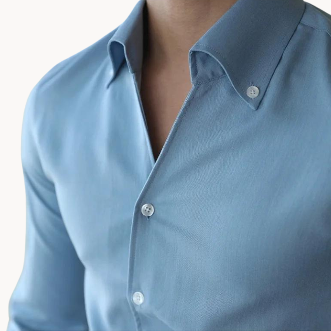 Herreskjorte med knapper – Slim Fit – 100 % bomull – Langermet formell skjorte