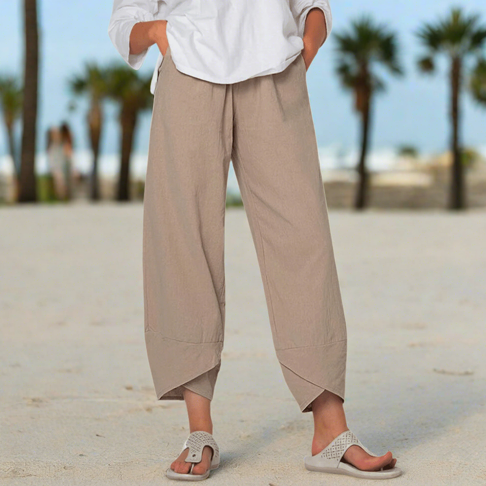 Khaki leichte Baumwollhose für Damen