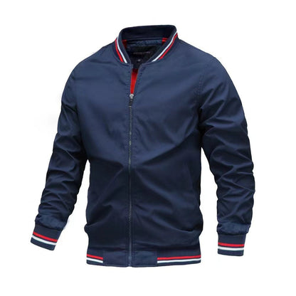 Herrjacka – Slim Fit – Ståkrage – Slätt Lättmaterial – Dragkedjestängning – Ribbad Kant
