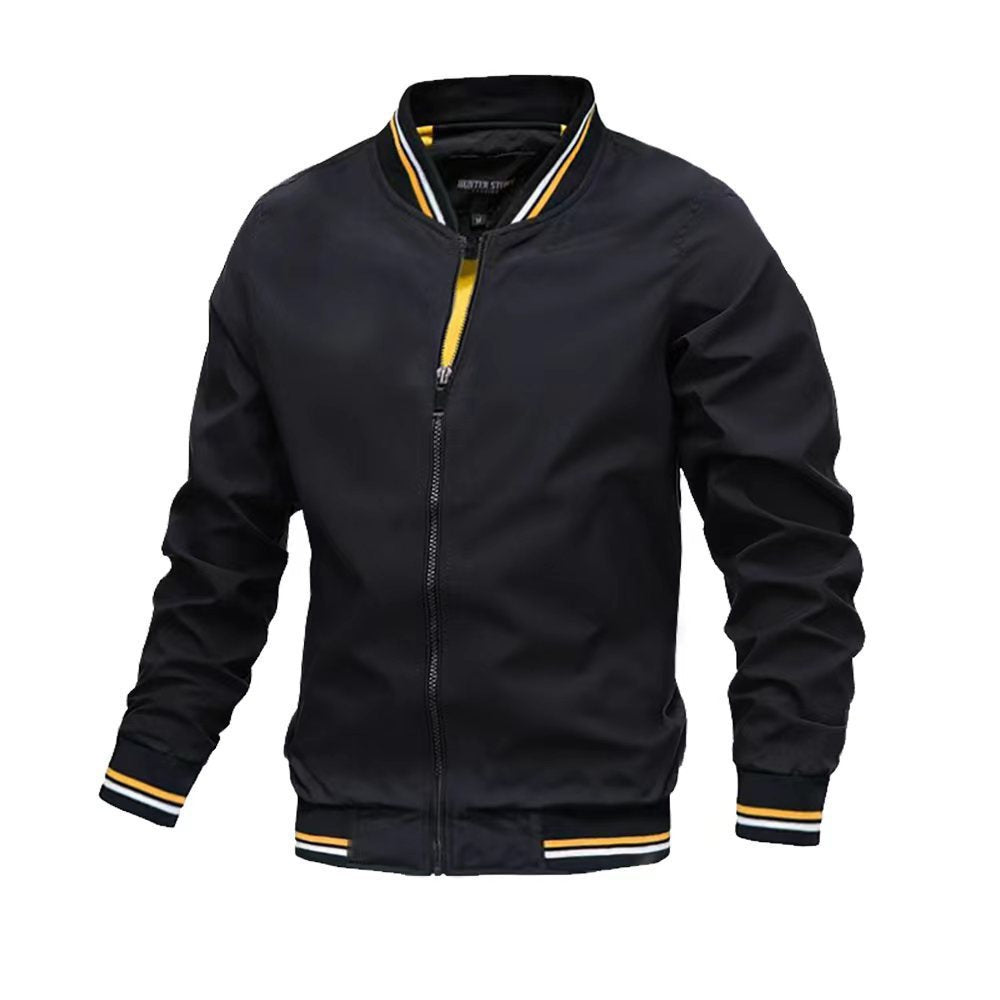 Herrjacka – Slim Fit – Ståkrage – Slätt Lättmaterial – Dragkedjestängning – Ribbad Kant