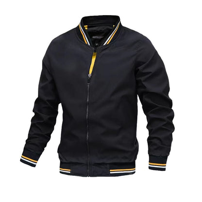 Herrjacka – Slim Fit – Ståkrage – Slätt Lättmaterial – Dragkedjestängning – Ribbad Kant
