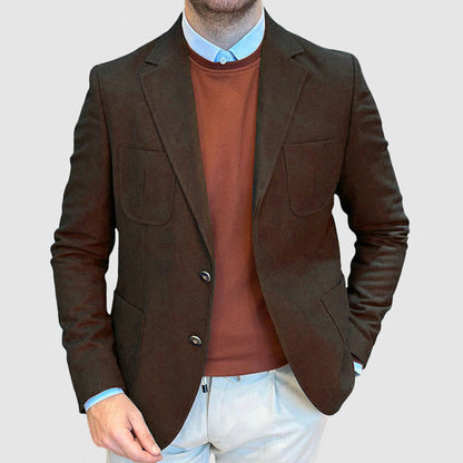 Herreblazer – Skreddersydd passform – Ullblanding – Dobbeltspent – Notch-slag