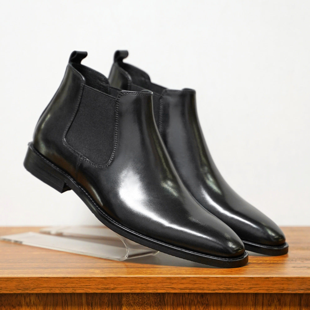Herre Chelsea Boots – Skinn – Ankelhøyde – Elastisk Panel – Enkel Å Ta På