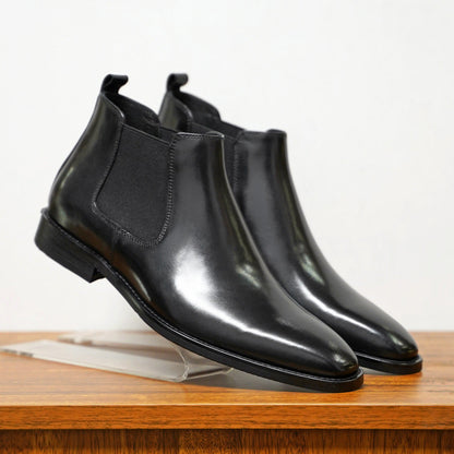 Herre Chelsea Boots – Skinn – Ankelhøyde – Elastisk Panel – Enkel Å Ta På