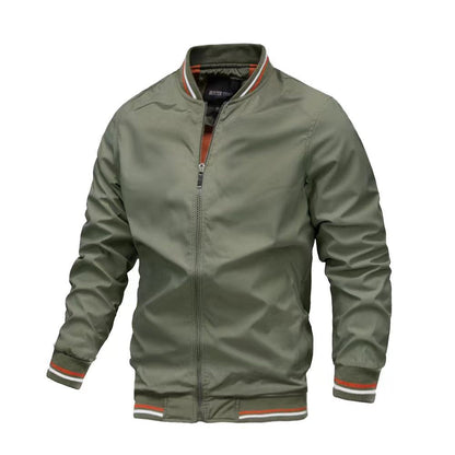Herrjacka – Slim Fit – Ståkrage – Slätt Lättmaterial – Dragkedjestängning – Ribbad Kant