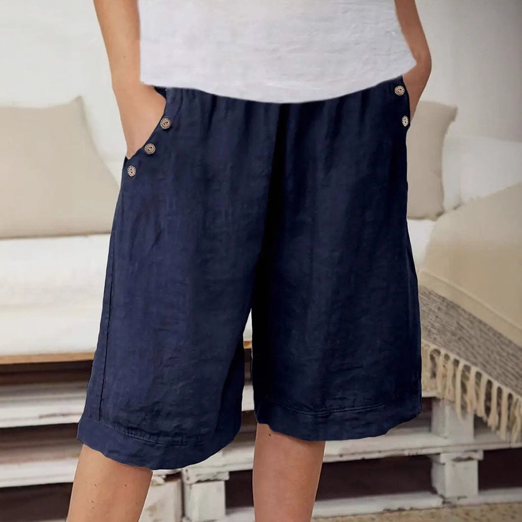 Dam Bermudashorts – Avslappnad Passform – Elastisk Midja – Andningsbar Bomullstextur