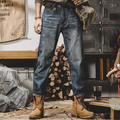 Herrejeans – Avslappet passform – Rett ben – Slitesterk denim – Distresset look