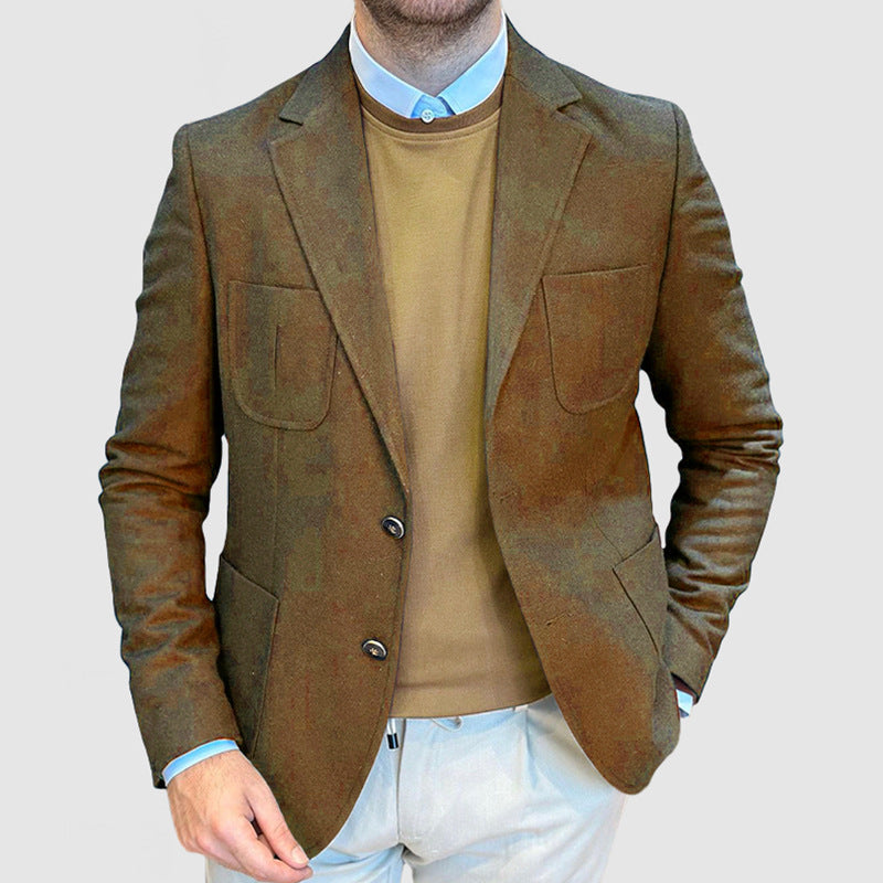 Herreblazer – Skreddersydd passform – Ullblanding – Dobbeltspent – Notch-slag