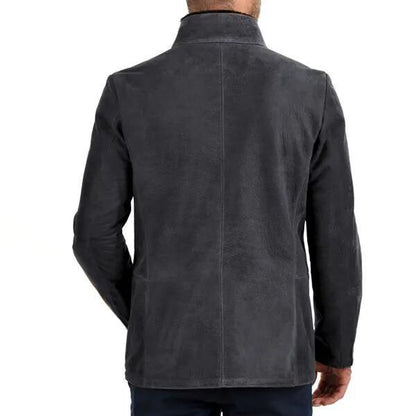 Herrjacka – Mockaskinn – Slim Fit – Ståkrage – Dragkedja – Flera fickor