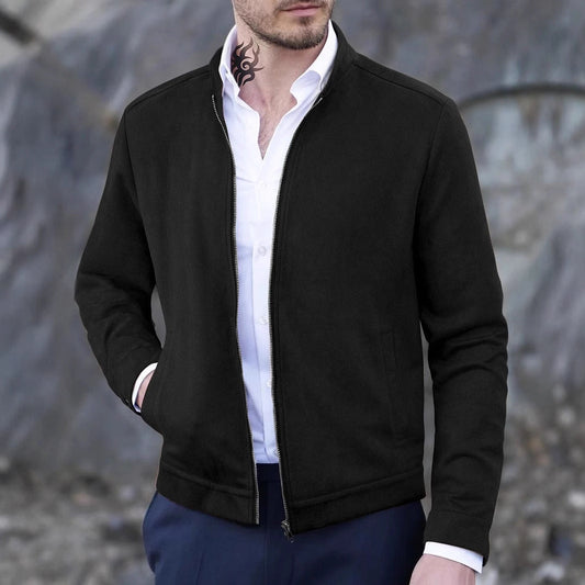 Herrjacka – Slim Fit – Andningsbart Tyg – Dragkedja – Hög Krage – Smart Stil