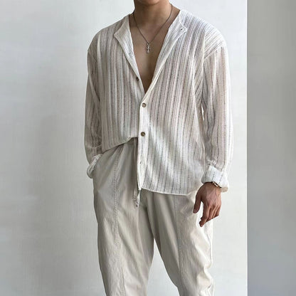 Herrkofta – Slim fit – V-ringning – Knappar – Lätt andningsbart stickat tyg