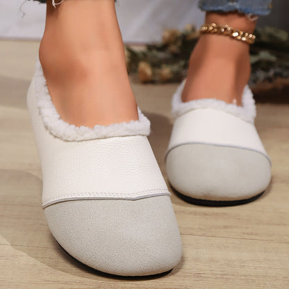 Damsko Mokasin – Slip-on – Fuskpälsfoder – Mjuk Sula – Djurmönster Detalj