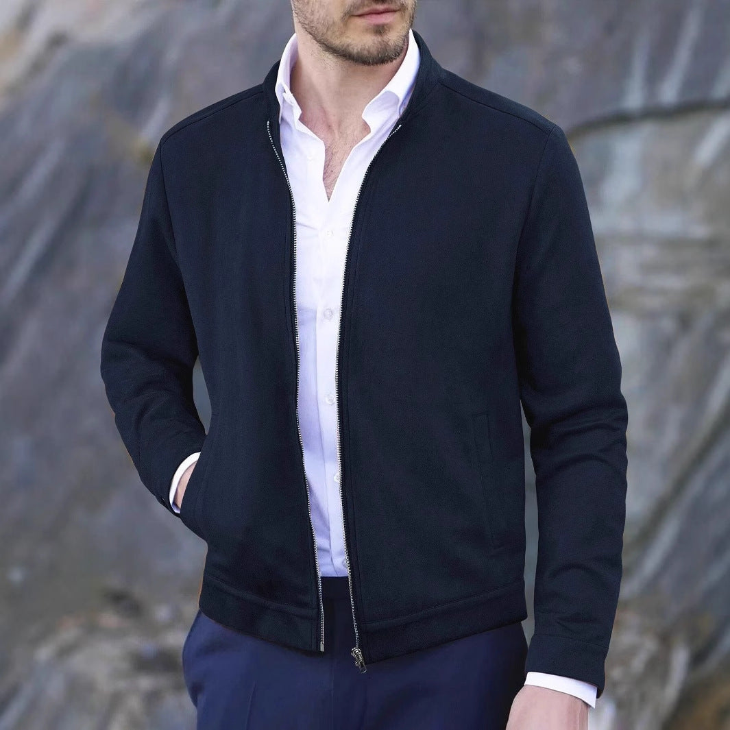 Herrjacka – Slim Fit – Andningsbart Tyg – Dragkedja – Hög Krage – Smart Stil
