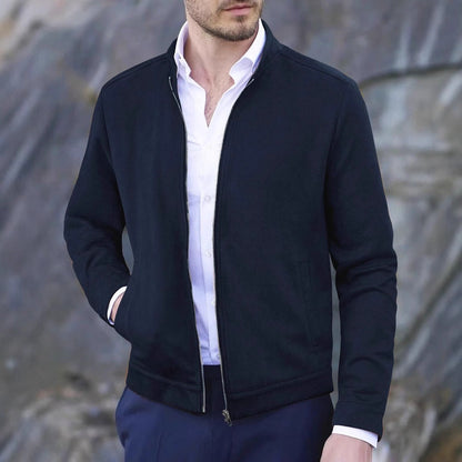 Herrjacka – Slim Fit – Andningsbart Tyg – Dragkedja – Hög Krage – Smart Stil
