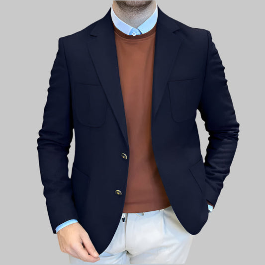 Herreblazer – Skreddersydd passform – Ullblanding – Dobbeltspent – Notch-slag