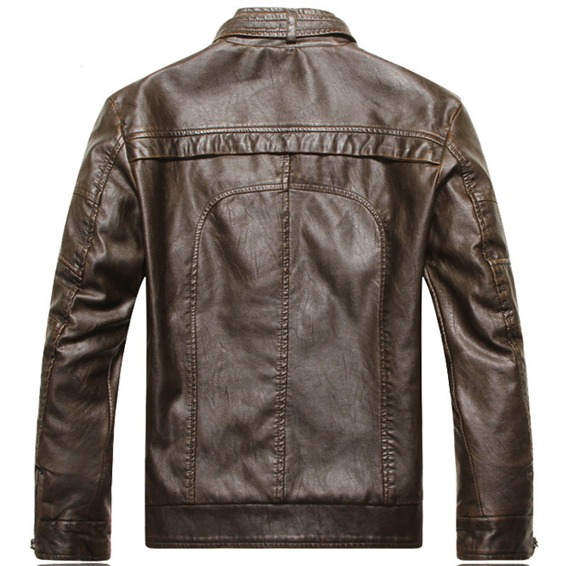Herr bikerjacka – Slim fit – Glansig finish – Dragkedja – Ståkrage – Fodrad casual stil
