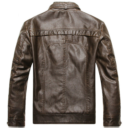 Herr bikerjacka – Slim fit – Glansig finish – Dragkedja – Ståkrage – Fodrad casual stil