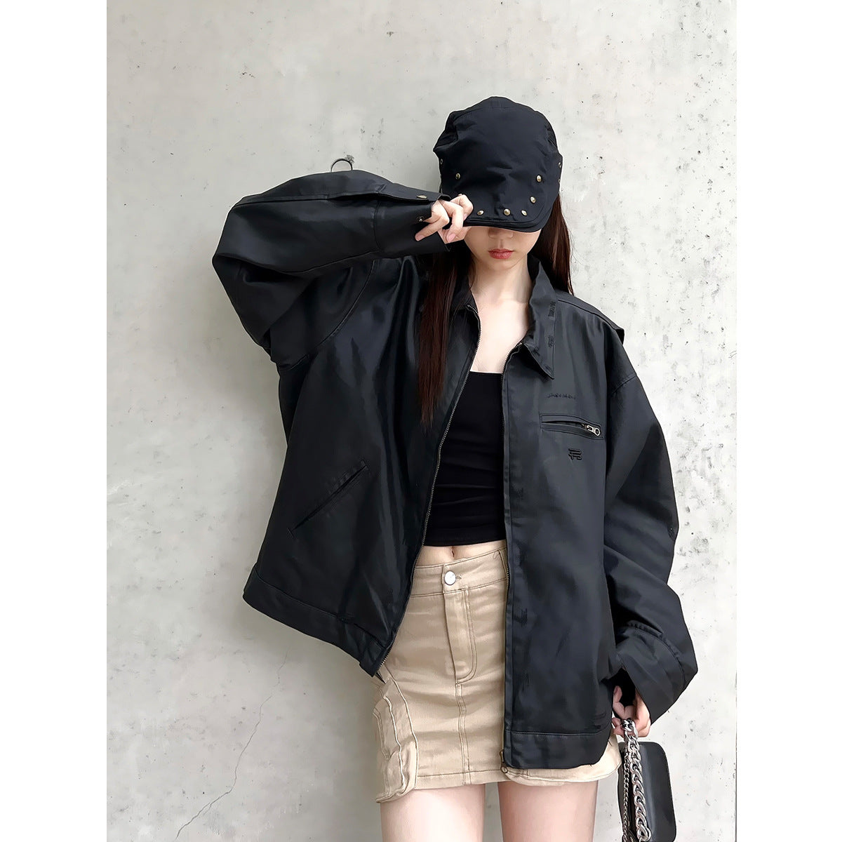 Damjacka – Oversized Passform – Slät Yta – Dragkedjeficka