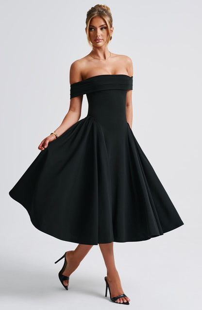 Kjole til dame – Off-Shoulder – A-linje passform – Midi lengde – Formell eleganse