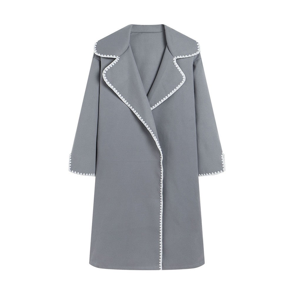 Dam Windbreakerjacka – Ull – Oversized Passform – Snäckbroderi – Lappkrage