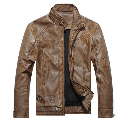 Herr bikerjacka – Slim fit – Glansig finish – Dragkedja – Ståkrage – Fodrad casual stil