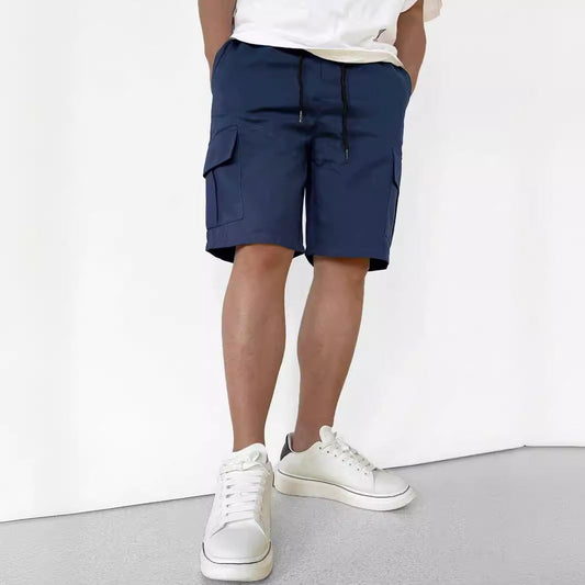 Herrshorts cargo – Avslappnad passform – Naturliga fibrer – Knälång – Justerbar midja