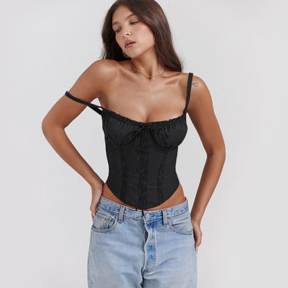 Dam Camisole Topp – Sidenkänsla – Smal Passform – Spets – Spagettiband