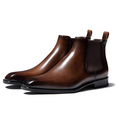 Herre Chelsea Boots – Skinn – Ankelhøyde – Elastisk Panel – Enkel Å Ta På