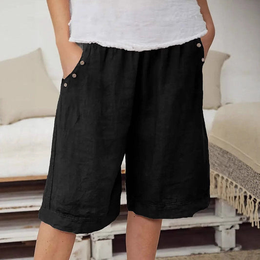 Dam Bermudashorts – Avslappnad Passform – Elastisk Midja – Andningsbar Bomullstextur