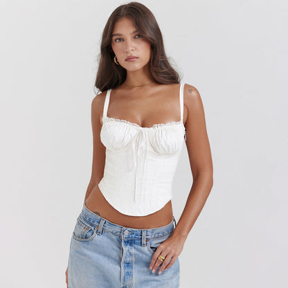 Dam Camisole Topp – Sidenkänsla – Smal Passform – Spets – Spagettiband