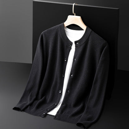 Herr Cardigan – Bomullsstickad – Slim Fit – Knappöppning – Ribbstickade Detaljer